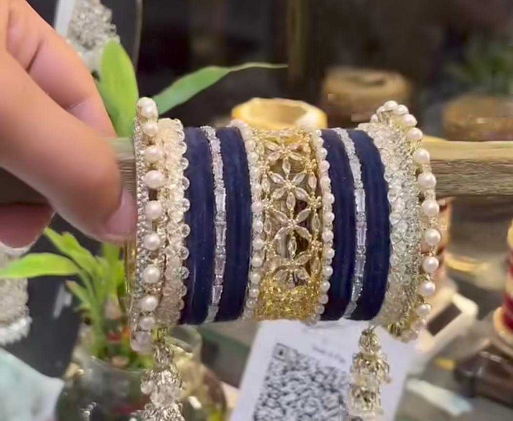 Exquisite Pearl and Velvet Chura