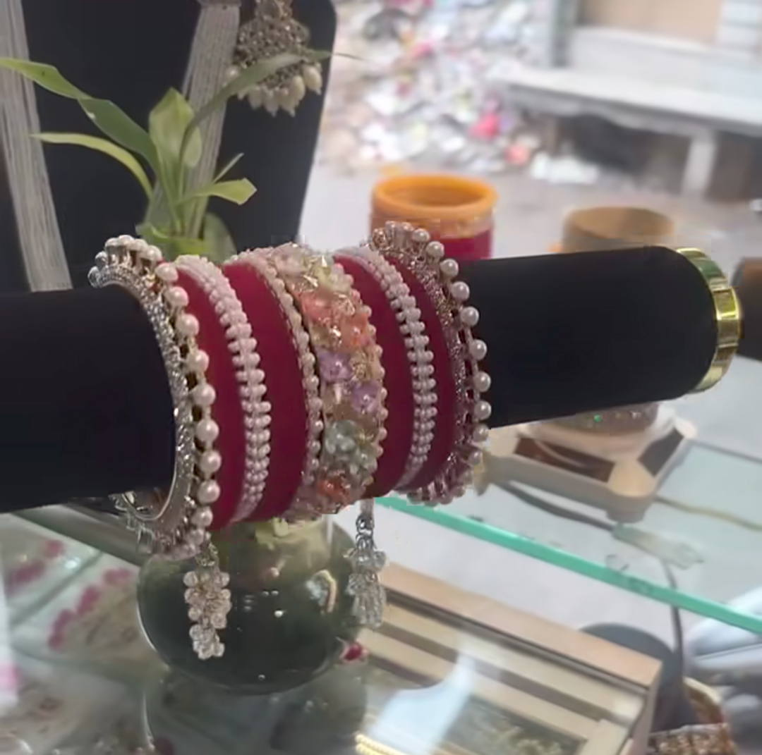 The Royal Red Velvet & Pearl Chura