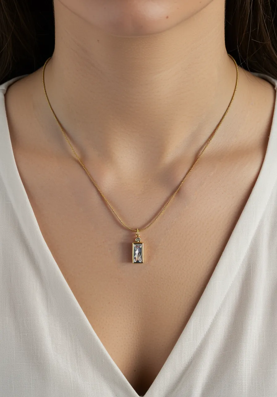Minimalist Gold & Crystal Pendant Necklace