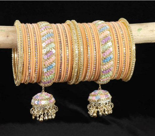 NMII  ( Pack of 38 Zircon Stone Jhumka Latkan Bangles  )